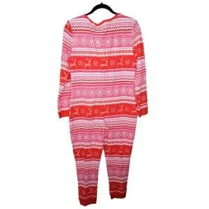 Pink Lily Onesie Pink Red Fair Isle Christmas Holiday Pajama